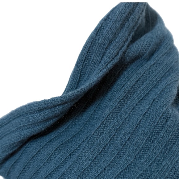 Blue Wool-Cashmere Scarf – Eric Sana Limited Edition Italian Ribbed Knit 🇮🇹 - Picture 5 of 10